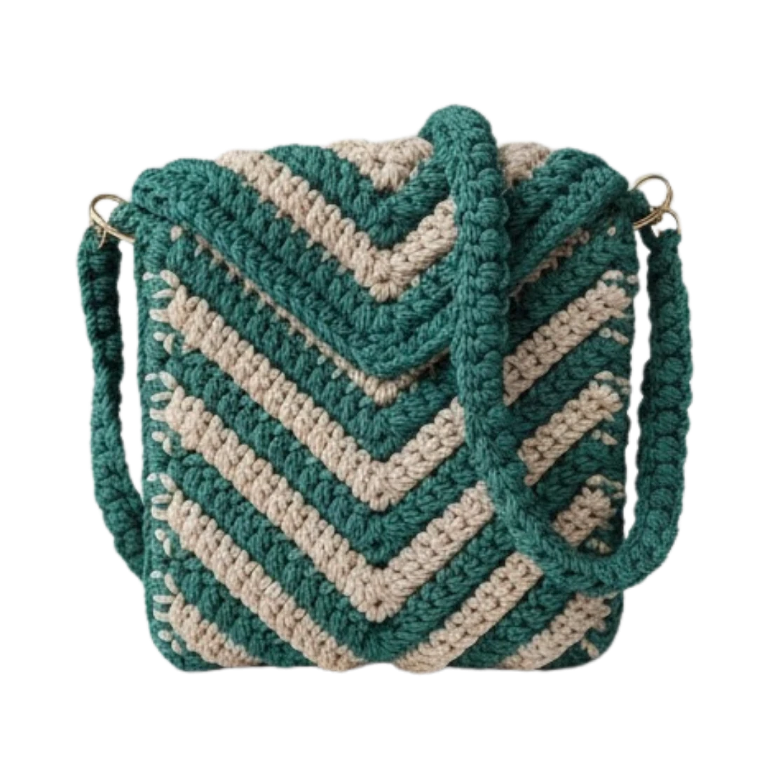 حقيبة كتف متعددة الألوان بنقشة زيجزاج